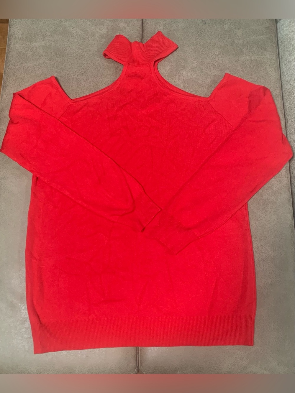Cyrus Womens So Red Soft Knit Cold Shoulder Mock Neck Sweater NEW Size Large $89